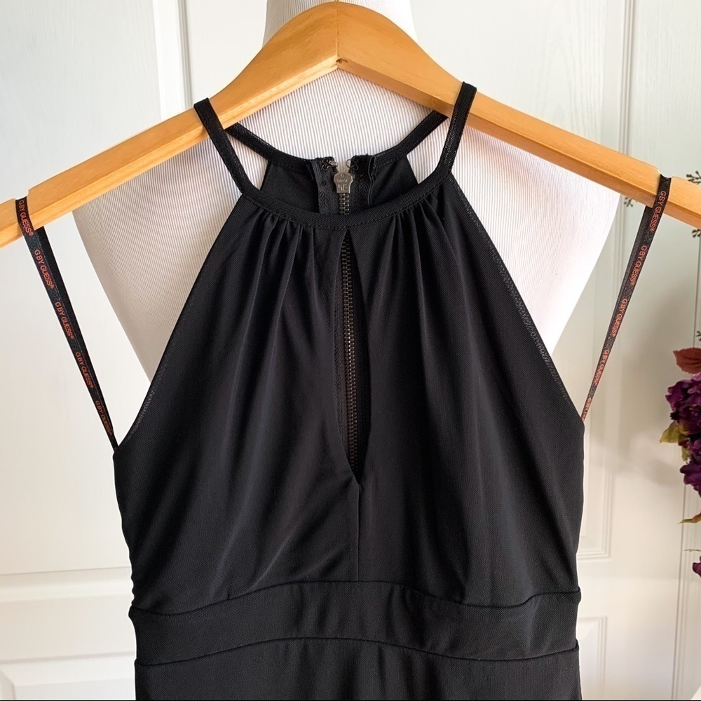 G by Guess Black High Neck Keyhole Sleeveless Mini Bodycon Dress Size Small - Picture 2 of 8